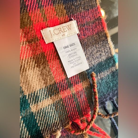 J. Crew Festive Plaid Shawl Wrap Red, Green, White - Picture 3 of 6